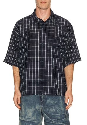 Won Hundred Maza Check Short Sleeve Shirt in Navy Blue - Navy. Size S (also in M, L, XL/1X).