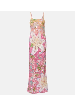 La Fuori Floral sequined gown