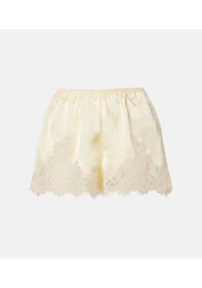 Doen Iona lace-trimmed silk shorts