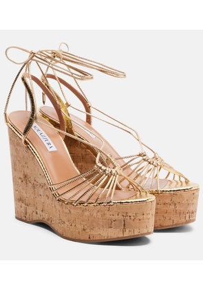 Aquazzura Ritmo metallic leather wedge sandals