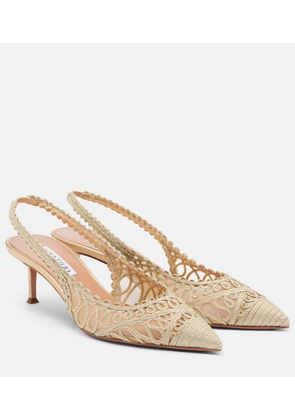 Aquazzura Kahlo metallic raffia and mesh pumps