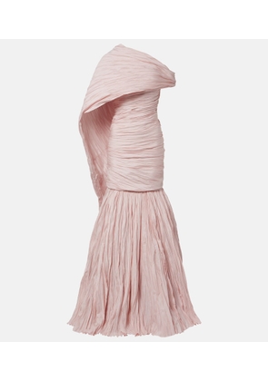 Marmar Halim Pleated taffeta bustier gown and cape set