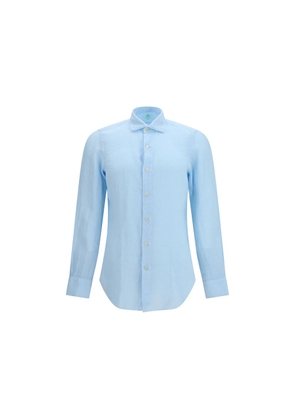 Finamore Blue Linen Longsleeve Shirt - 40