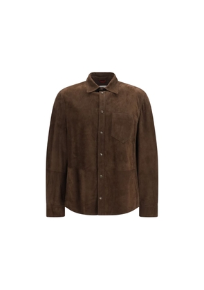 Brunello Cucinelli Brown Calf Leather Bos Taurus Shirt - M
