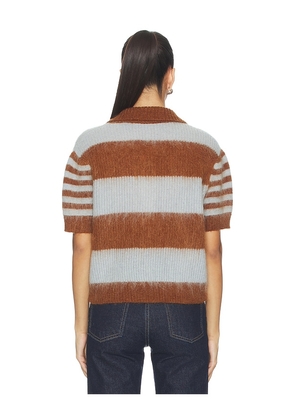 ALLSAINTS Clem Polo Tee in Cognac,Baby Blue. Size M. Also in XS, S, L.