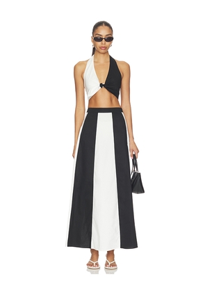 ADRIANA DEGREAS Solid Giardino Top & Skirt Set in Black,White. Size S. Also in XS, L.