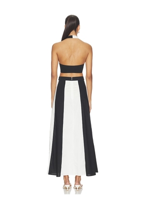 ADRIANA DEGREAS Solid Giardino Top & Skirt Set in Black,White. Size S. Also in XS, M, L.