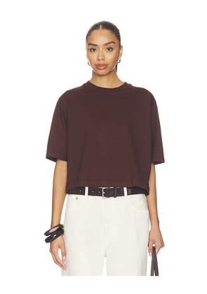 Enza Costa Short Sleeve Supima Structured Tee in Chocolate. Size XS. Also in S, M, L.