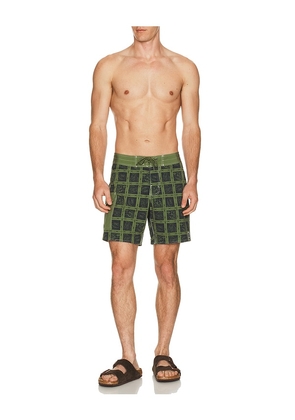 Brixton Classic 17 Swim Trunk in Olive. Size 30. Also in 31, 32, 33, 34, 36.