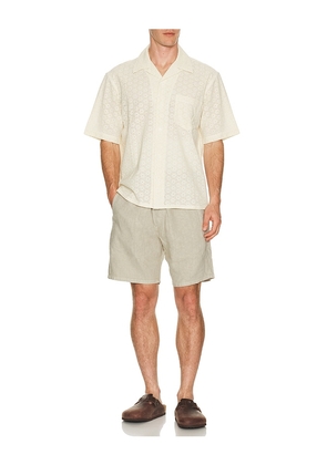 Corridor Floral Eyelet Short Sleeve Shirt in Nude. Size S. Also in XL/1X, XXL/2X.
