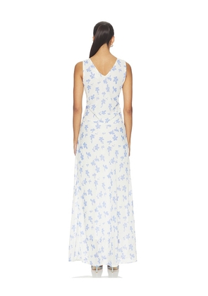 Especia Ainaloa Long Dress in White,Blue. Size XS. Also in S, M, L.