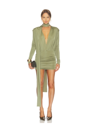 AWAVE Studio Mini Long Sleeve Dress in Army. Size 34/2. Also in 36/4, 38/6, 40/8.