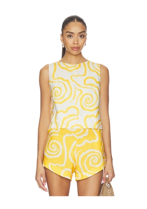 Cala de la Cruz Avelino Top in Yellow,White. Size XS. Also in S, M, L, XL.