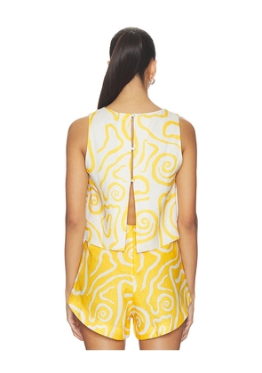 Cala de la Cruz Avelino Top in Yellow,White. Size XS. Also in S, M, XL.