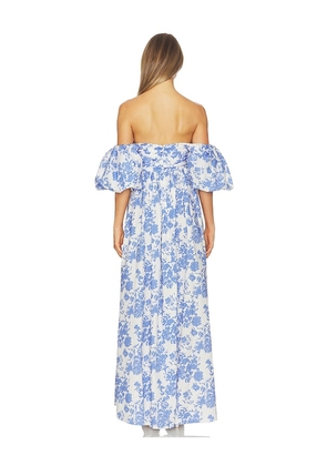 CAROLINE CONSTAS Emilia Maxi Dress in White,Baby Blue. Size XS. Also in S.