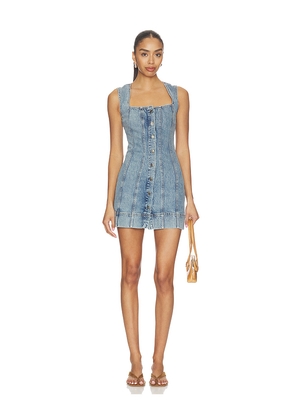 Good American Mini Button Front Dress in Blue. Size XS. Also in S, M, L.