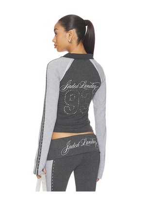 Jaded London Football Baby Tee Studded in Grey. Size XS. Also in S, M, L, XL.