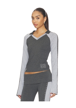 Jaded London Football Baby Tee Studded in Grey. Size XS. Also in S, M, L.