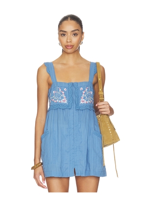 Free People Farrah Embroidered Tunic in Blue. Size XS. Also in S, M, L, XL.