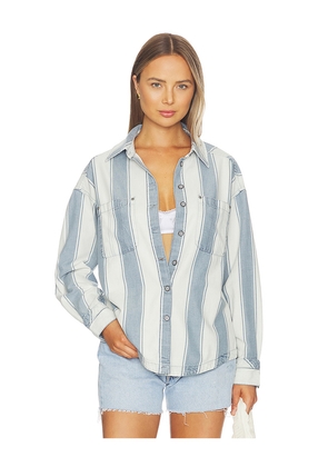 Free People X Crossroads Striped Shirt in Blue. Size XS. Also in S, M, L, XL.