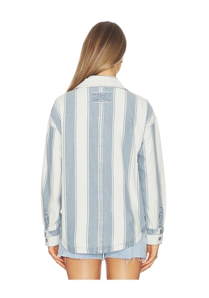 Free People X Crossroads Striped Shirt in Blue. Size XS. Also in S, M, L, XL.