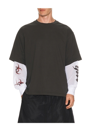 HUF Leon Long Sleeve Double Layer Top in Black. Size S. Also in M, L, XL/1X.