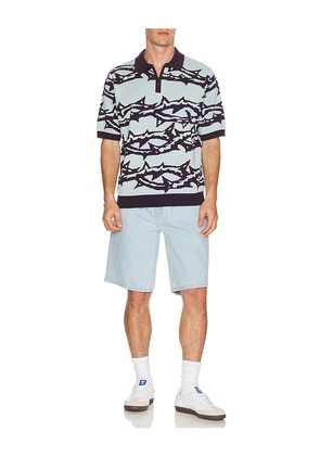 HUF Fantasies Knit Polo in Blue. Size S. Also in M, L.