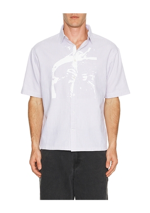 FORMER Vivian Boxy Stripe Shirt in Grey. Size S. Also in M, L, XL/1X.