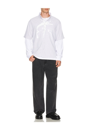 FORMER Vivian Boxy Stripe Shirt in Grey. Size S. Also in L, M, XL/1X.