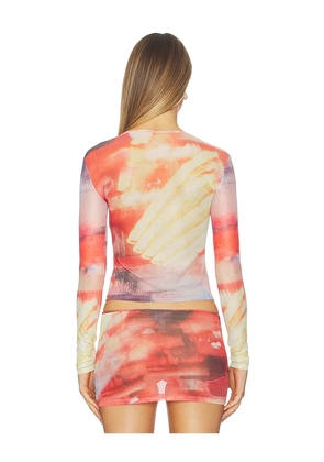 Miaou Long Sleeve Tee in Orange,Purple. Size M. Also in XS, S, L, XL.