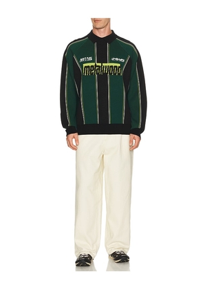 Metalwood Studio Knit Football Top in Green. Size M. Also in S, L, XL/1X.