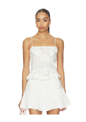 LoveShackFancy Ondeline Cami Top in White. Size XXS. Also in XS, S, M, L, XL.