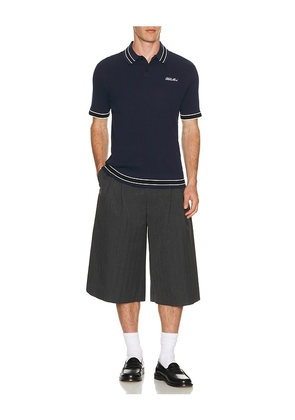 Khalhon Varsity Tipped Rib Polo in Blue. Size M. Also in L, XL/1X, XXL/2X.