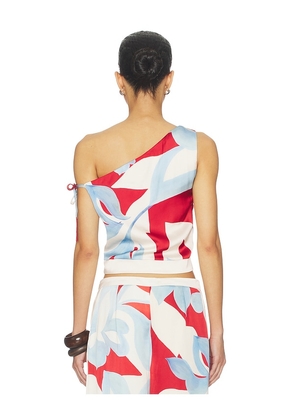 SEVEN WONDERS Amoree One Shoulder Tie Top in Red, Baby Blue. Size S. Also in XS, M, L, XL.