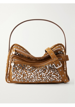 Acne Studios - Camero Camera Embellished Suede Shoulder Bag - Brown - One size