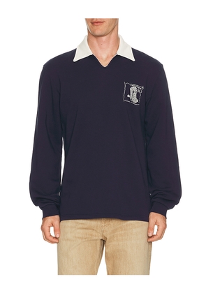 Palmes Boot Open Rugby Shirt in Navy. Size S. Also in M, L, XL/1X.