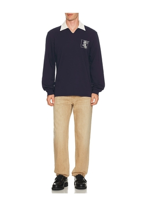 Palmes Boot Open Rugby Shirt in Navy. Size S. Also in M, L, XL/1X.