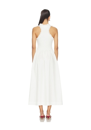 ROAME. Lucy Rib Maxi Dress in White. Size M. Also in XS, S, L, XL.