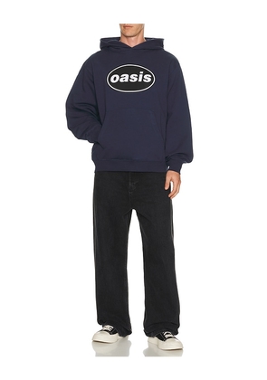 Pleasures x Oasis Knebworth Hoodie in Navy. Size S. Also in M, L, XL/1X.