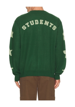 Students Golf Dexter Knit Cardigan Sweater in Dark Green. Size S. Also in M, L, XL/1X.