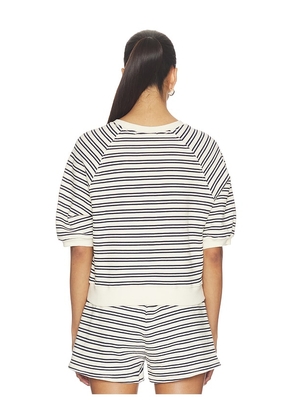 perfectwhitetee French Terry Bubble Sleeve Sweatshirt in Cream,Navy. Size XS. Also in S, M, L, XL.