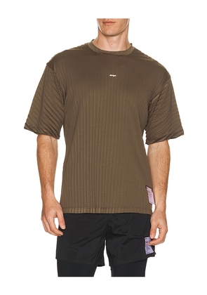 Satisfy Auralite Pleated T-Shirt in Olive. Size S. Also in M, L, XL.