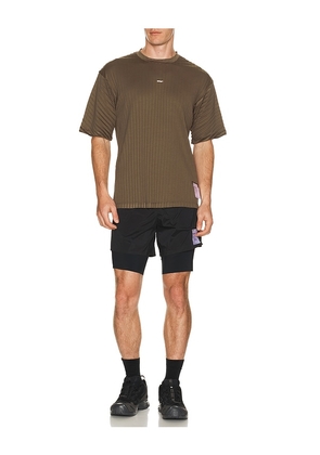 Satisfy Auralite Pleated T-Shirt in Brown. Size S. Also in M, L, XL.