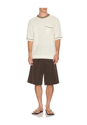 Scotch & Soda Knitted Cotton Linen Blend Relaxed Fit T-Shirt in White. Size S. Also in XL/1X, XXL/2X.