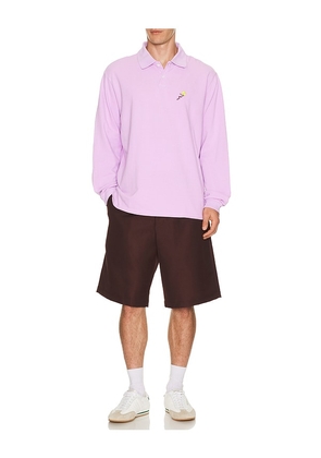 vowels Long Sleeve Pique Polo in Lavender. Size 1. Also in 2, 3, 4.