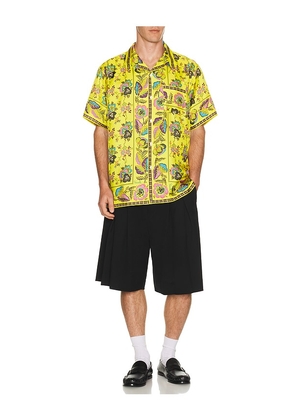 vowels Short Sleeve Silk Shirt in Yellow. Size 1. Also in 2, 3, 4.