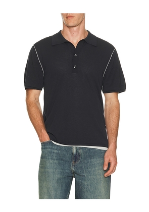 Won Hundred Jonas Two Layer Knit Polo in Black. Size S. Also in M, L, XL/1X.