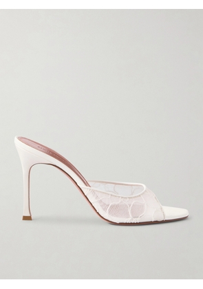 Amina Muaddi - Alexa 95 Satin And Corded-lace Sandals - Neutrals - IT36,IT36.5,IT37,IT37.5,IT38,IT38.5,IT39,IT39.5,IT40,IT40.5,IT41,IT41.5,IT42