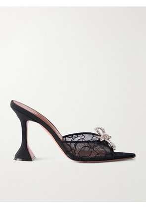 Amina Muaddi - Rosie 95 Crystal-embellished Lace Sandals - Black - IT36,IT36.5,IT37,IT37.5,IT38,IT38.5,IT39,IT39.5,IT40,IT40.5,IT41,IT41.5,IT42