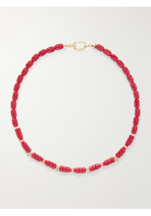 Martha Calvo - Alba Gold-plated Glass Necklace - Red - One size